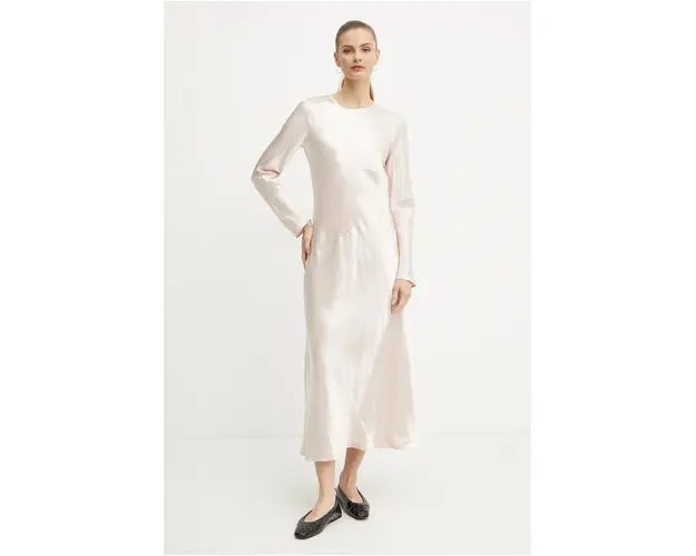 Max Mara Leisure rochie culoarea bej, maxi, evazati, 2426226018600