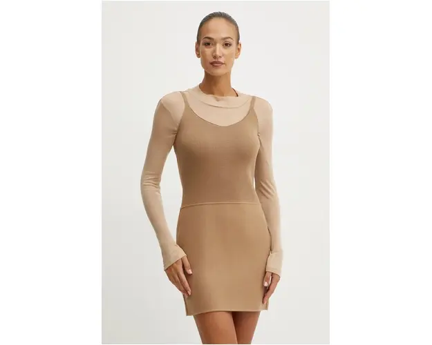 Weekend Max Mara rochie din lana Joyroad by Lucy Hale culoarea maro, mini, evazati, 2425226016600