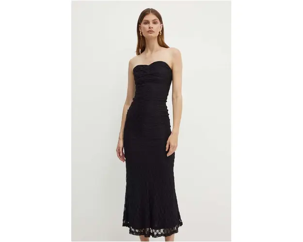 Bardot rochie ADONI culoarea negru, maxi, mulata, 59308DB