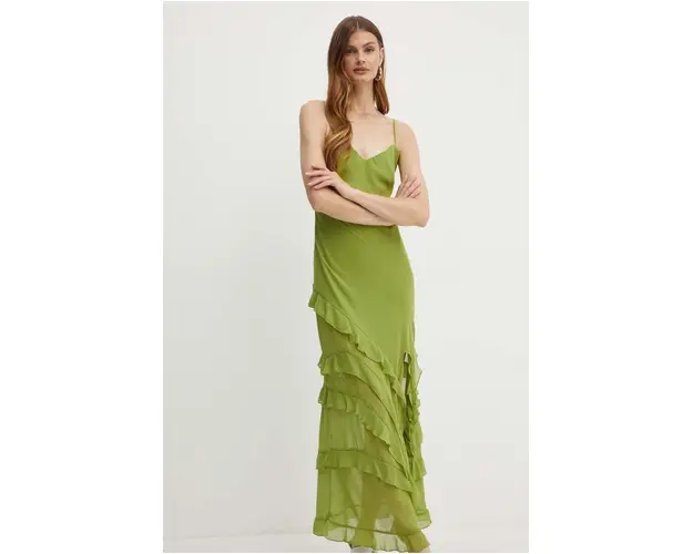 Bardot rochie CANTARA culoarea verde, maxi, evazati, 59419DB