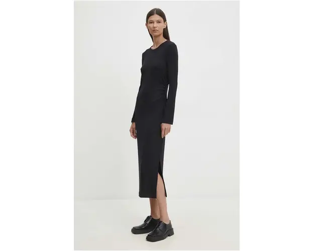 Marc O'Polo rochie culoarea negru, midi, mulata, 408207659193