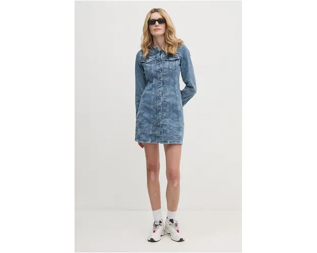 Pepe Jeans rochie jeans ELLA mini, mulata, PL953549