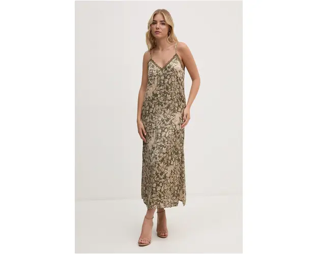 Pepe Jeans rochie PETALY culoarea verde, maxi, drept, PL953620