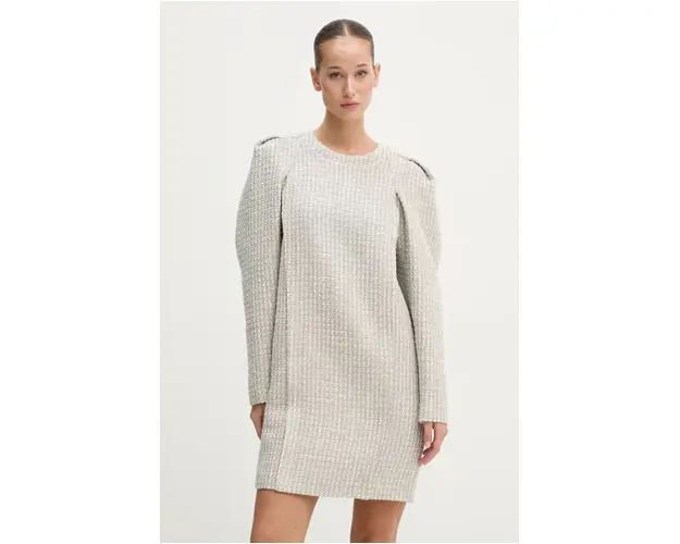 IRO rochie din amestec de lana culoarea alb, mini, drept, WM33JULIETTE