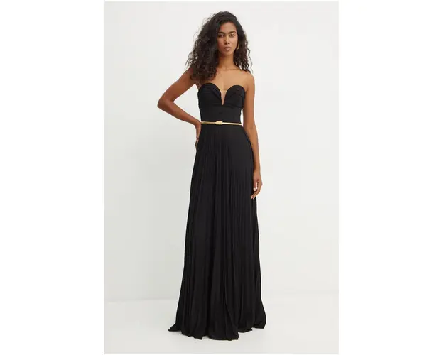 Elisabetta Franchi rochie culoarea negru, maxi, evazati, AB62847E2
