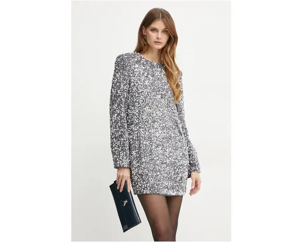 Elisabetta Franchi rochie culoarea gri, mini, drept, AB70347E2