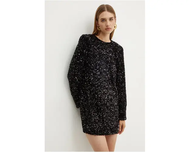 Elisabetta Franchi rochie culoarea negru, mini, drept, AB70347E2