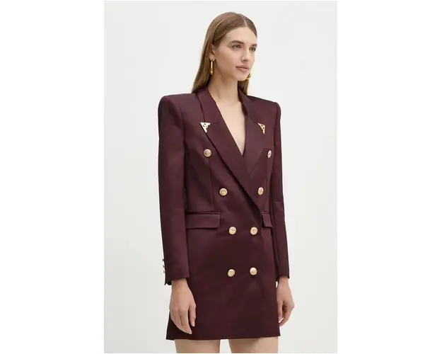 Elisabetta Franchi rochie din lana culoarea bordo, mini, mulata, AB73047E2