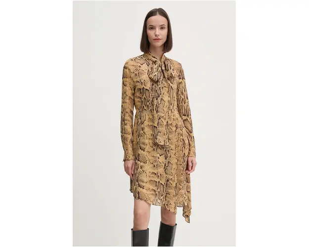 Sisley rochie culoarea maro, mini, evazati, 4YBMLV065