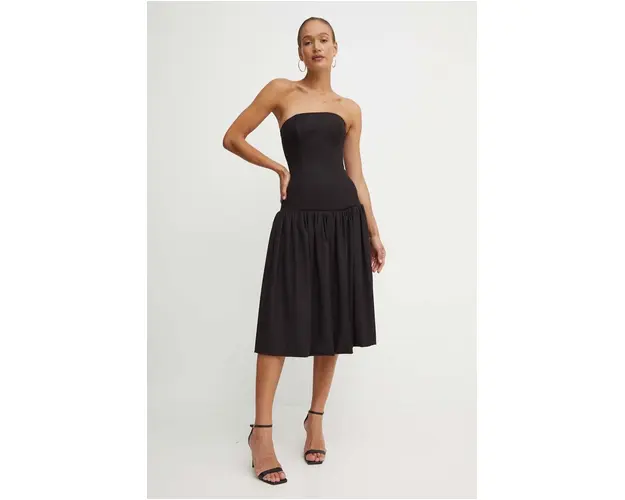 La Mania rochie culoarea negru, midi, evazati, GRAZIE