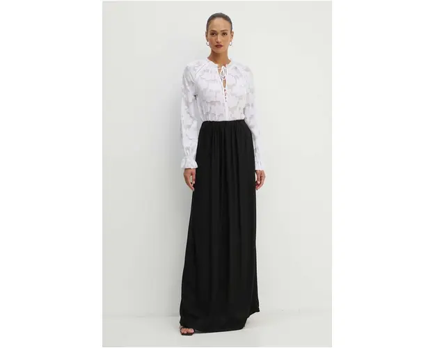 La Mania fusta culoarea negru, maxi, evazati, FLAVIA