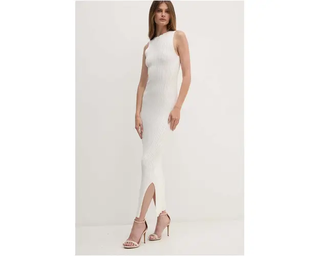 La Mania rochie culoarea bej, maxi, mulata, LOU