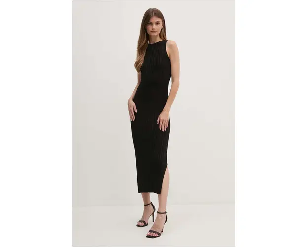 La Mania rochie culoarea negru, maxi, mulata, LOU