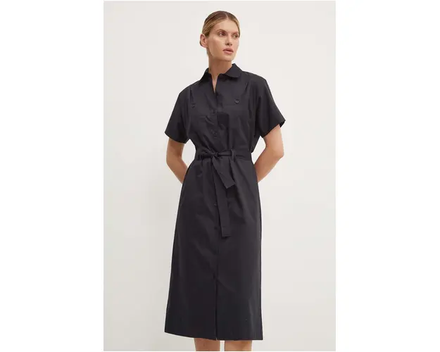 A.P.C. rochie din bumbac robe new drew culoarea albastru marin, midi, drept, COGZR.F05959