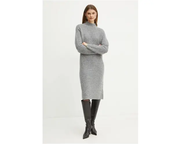 Boss Orange rochie din lana culoarea gri, mini, drept, 50525127