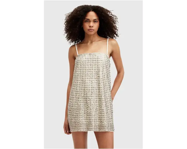 AllSaints rochie OPELINE EMB DRESS culoarea auriu, mini, drept, W008DA