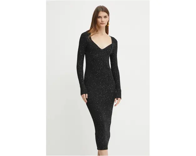 BOSS rochie culoarea negru, maxi, mulata, 50523745