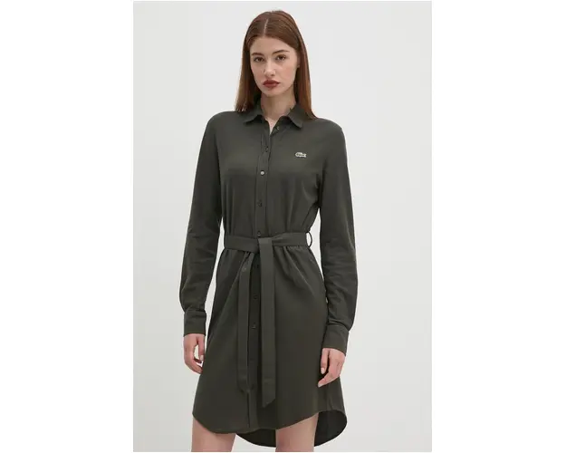 Lacoste rochie din bumbac culoarea verde, mini, drept, EF3263