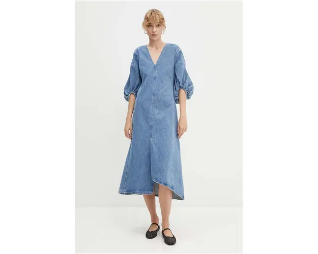 Stine Goya rochie jeans midi, evazati, D005-2251