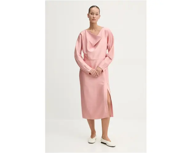 Stine Goya rochie culoarea roz, midi, drept, D041-2261