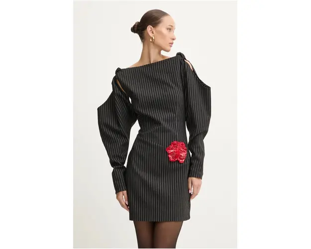 Rotate rochie culoarea negru, mini, drept, 1135502470