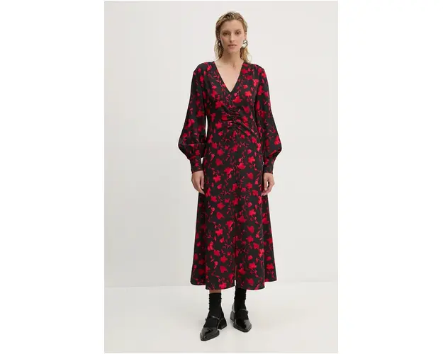 Gestuz rochie culoarea negru, maxi, evazati, 10909403