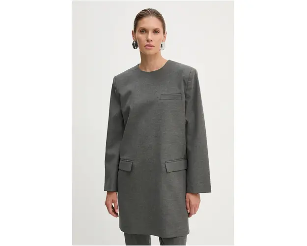 Gestuz rochie culoarea gri, mini, drept, 10909408