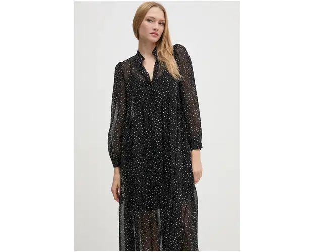 Sisley rochie culoarea negru, midi, evazati, 42UMLV06U