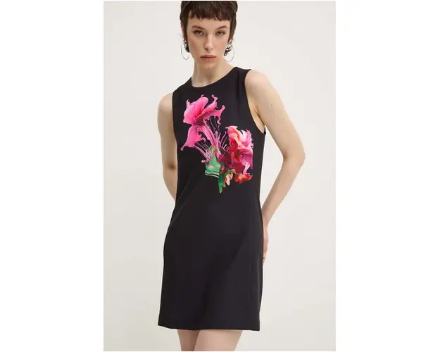 Desigual rochie PHOENIX culoarea negru, mini, mulata, 24WWVW05
