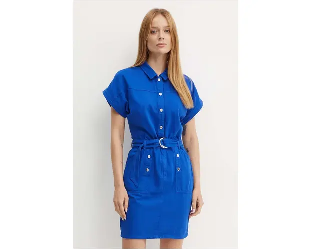 Morgan rochie jeans RDENIM culoarea albastru marin, mini, drept, RDENIM