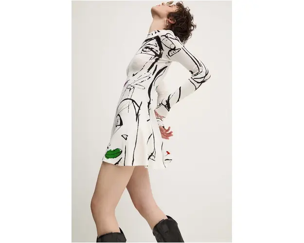 Desigual rochie OREGÓN culoarea alb, mini, evazati, 24WWVK69