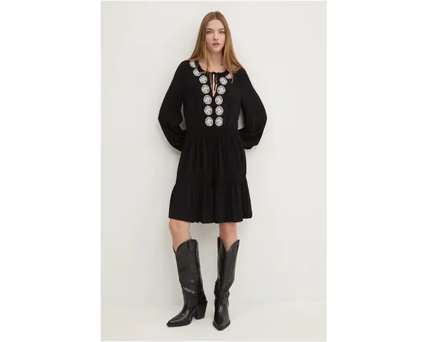 Desigual rochie JACKSONVILLE culoarea negru, mini, evazati, 24WWVW64