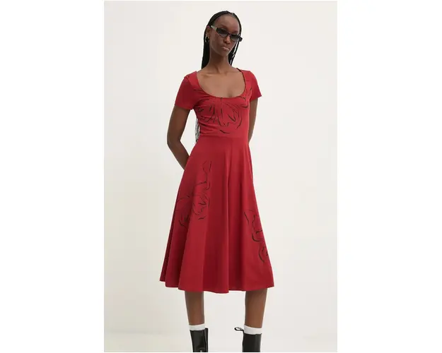 Desigual rochie RALEIGH culoarea rosu, mini, evazati, 24WWVK66