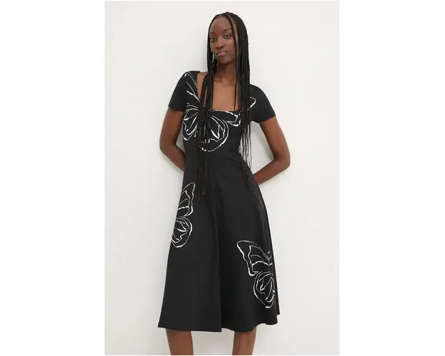 Desigual rochie RALEIGH culoarea negru, mini, evazati, 24WWVK66