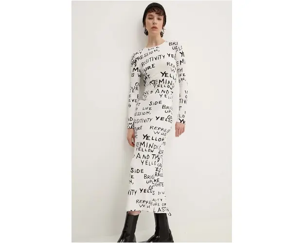 Desigual rochie HESIAN culoarea alb, midi, mulata, 24WWVK45