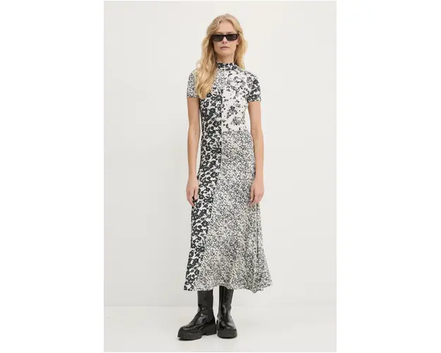 Desigual rochie PATCHSI culoarea bej, maxi, evazati, 24WWVK10