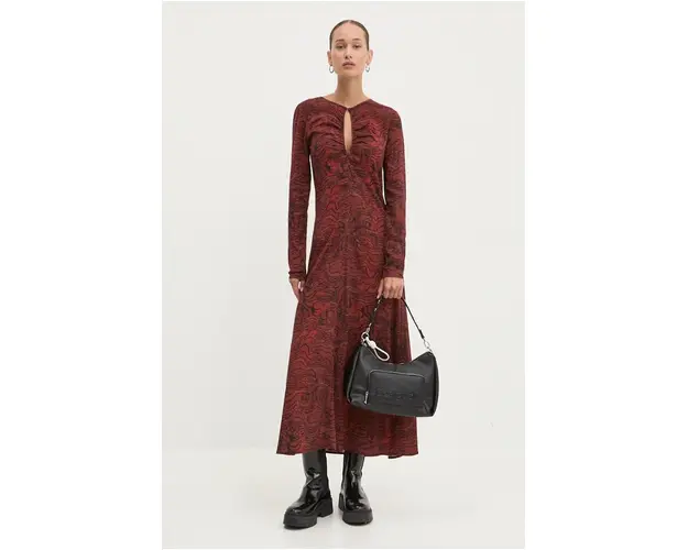 Desigual rochie LAS VEGAS culoarea rosu, maxi, mulata, 24WWVW56