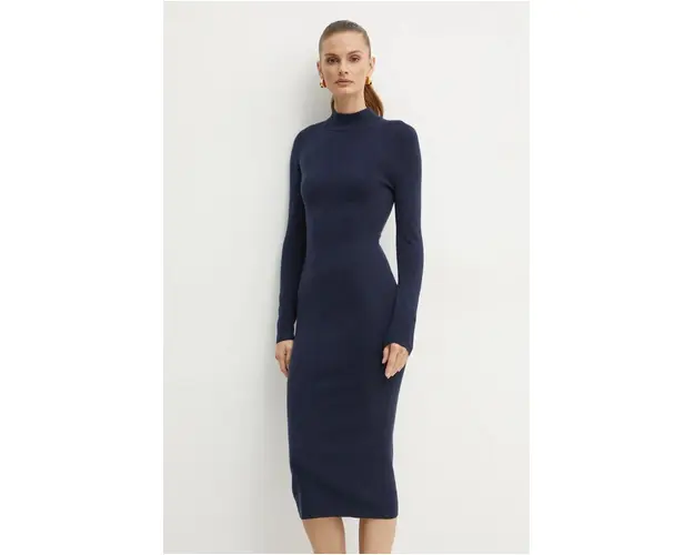 MICHAEL Michael Kors rochie din lana culoarea albastru marin, mini, mulata, MF482Q14VR