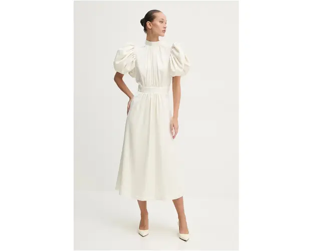 Rotate rochie culoarea bej, midi, evazati, 112518857