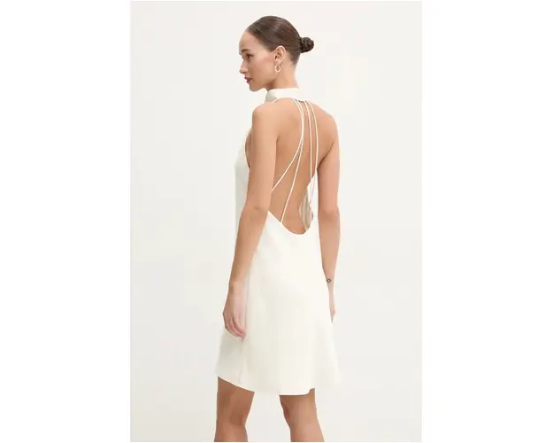 Rotate rochie culoarea bej, mini, drept, 112582857