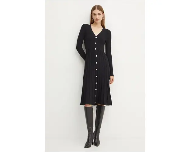 Morgan rochie RMATISS culoarea negru, midi, evazati, RMATISS