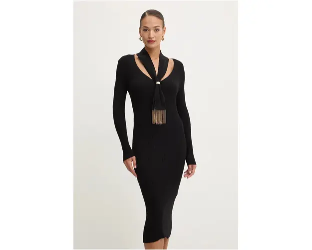 Simona Corsellini rochie culoarea negru, midi, mulata, A24CPABE03