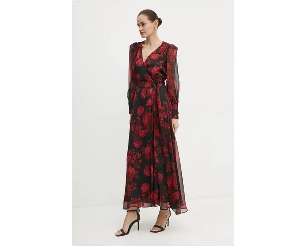 Bardot rochie LUCIANNA culoarea negru, maxi, evazati, 59537DB