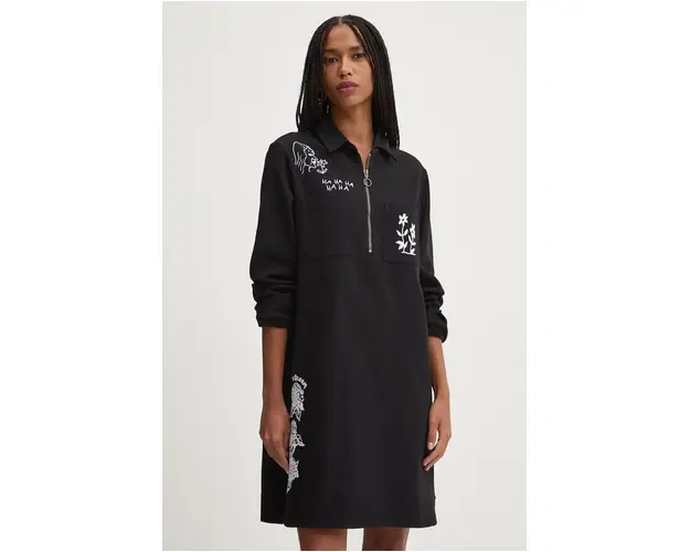 Volcom rochie jeans x KEUTCHI culoarea negru, mini, drept, B1332413