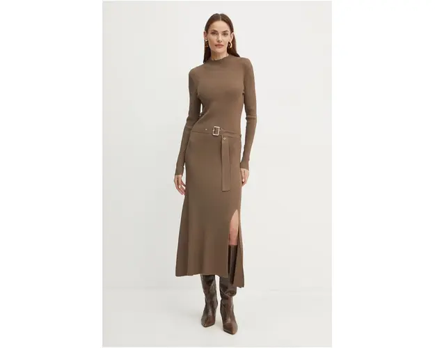 Karl Lagerfeld rochie culoarea maro, maxi, evazati, 246W1321