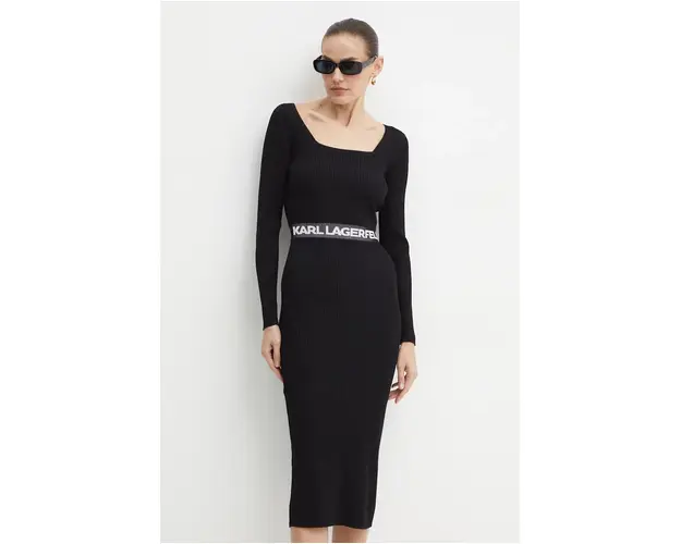 Karl Lagerfeld rochie culoarea negru, mini, mulata, 246W1326
