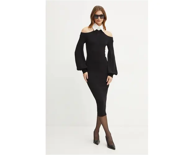 Karl Lagerfeld rochie culoarea negru, midi, mulata, 246W1317