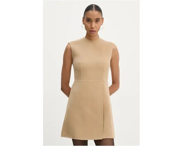 Theory rochie din lana culoarea bej, mini, evazati, O0901602