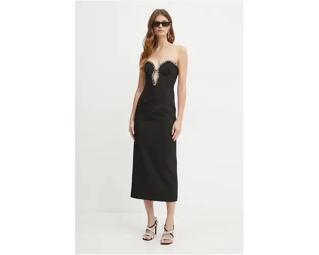 Bardot rochie ELENI culoarea negru, maxi, mulata, 58778DB1