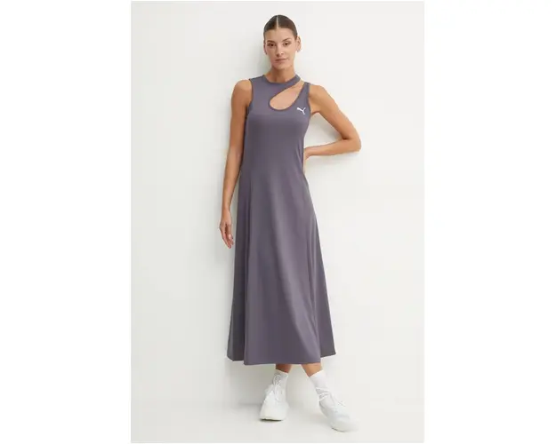 Puma rochie culoarea gri, maxi, evazati, 627477